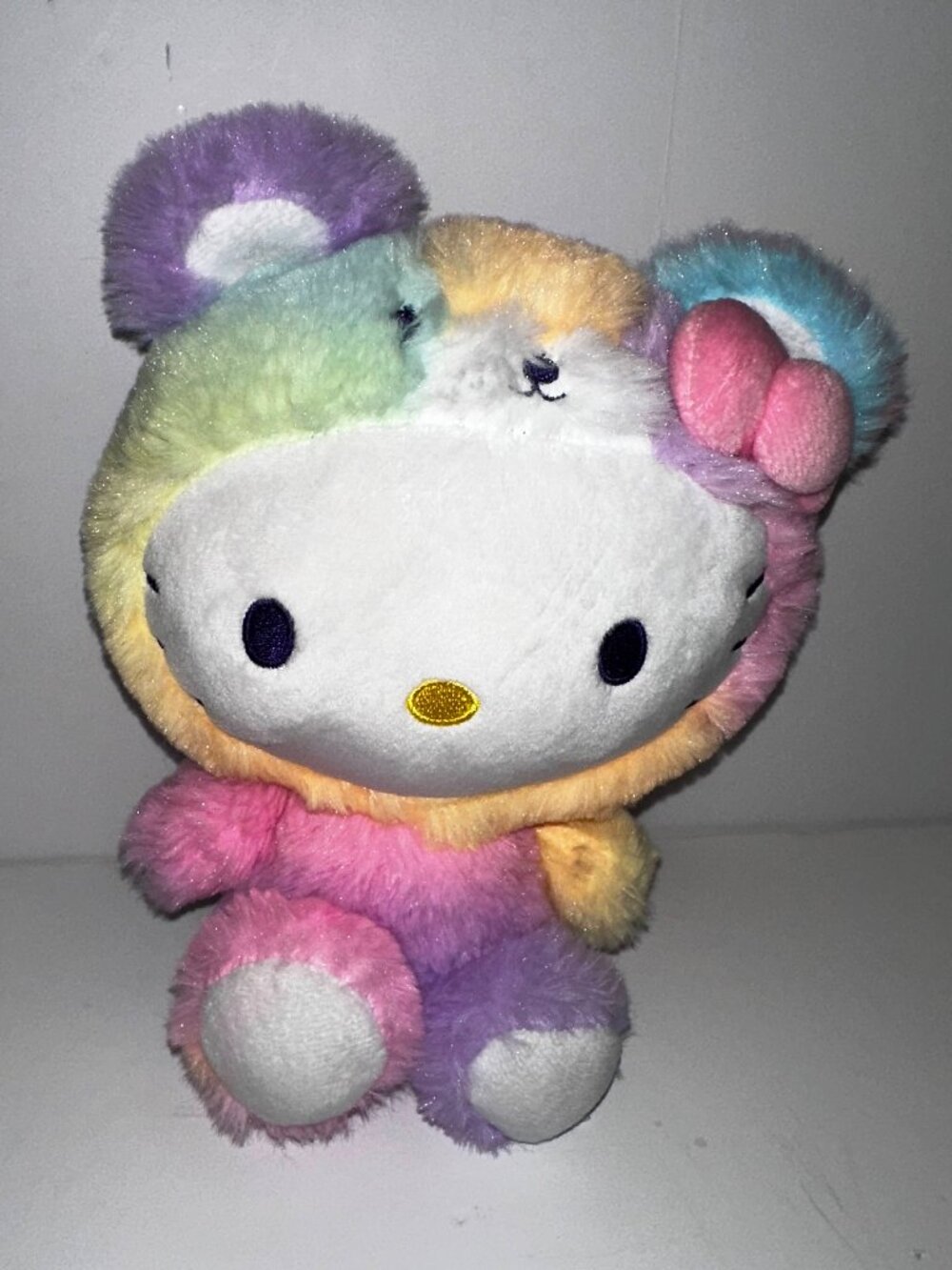 Hello Kitty 9" Rainbow Sherbert Teddy Bear Plush Jungkook Rare Sanrio EUC - Picture 1 of 5